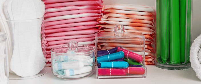 An array of period products in a pile