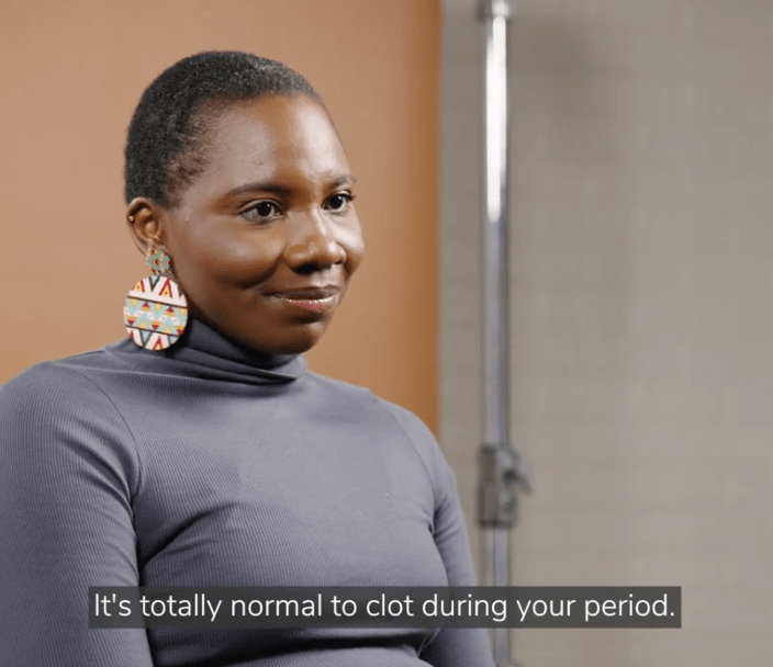 A woman giving an interview, a video screenshot