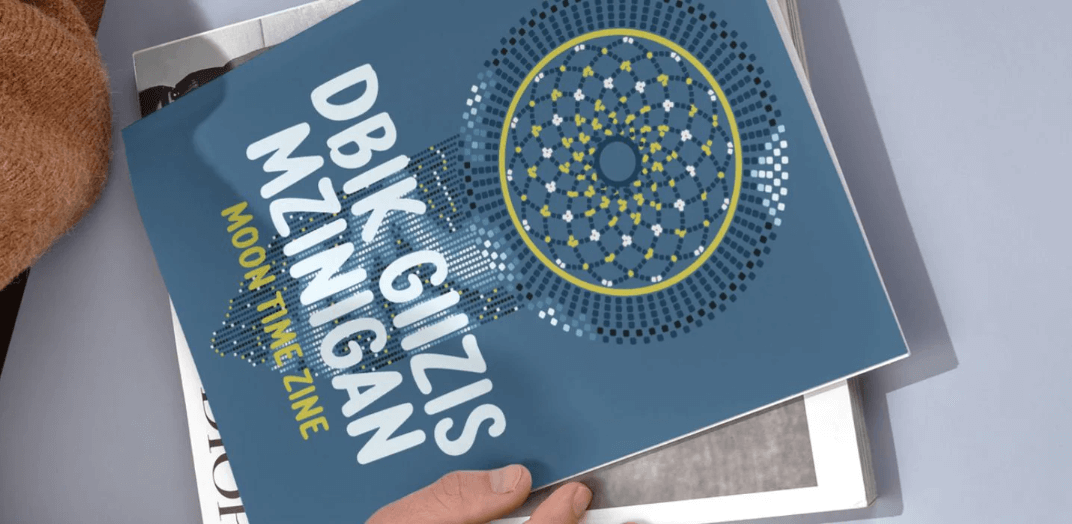 Moon Time zines booklet with Indigenous language shown